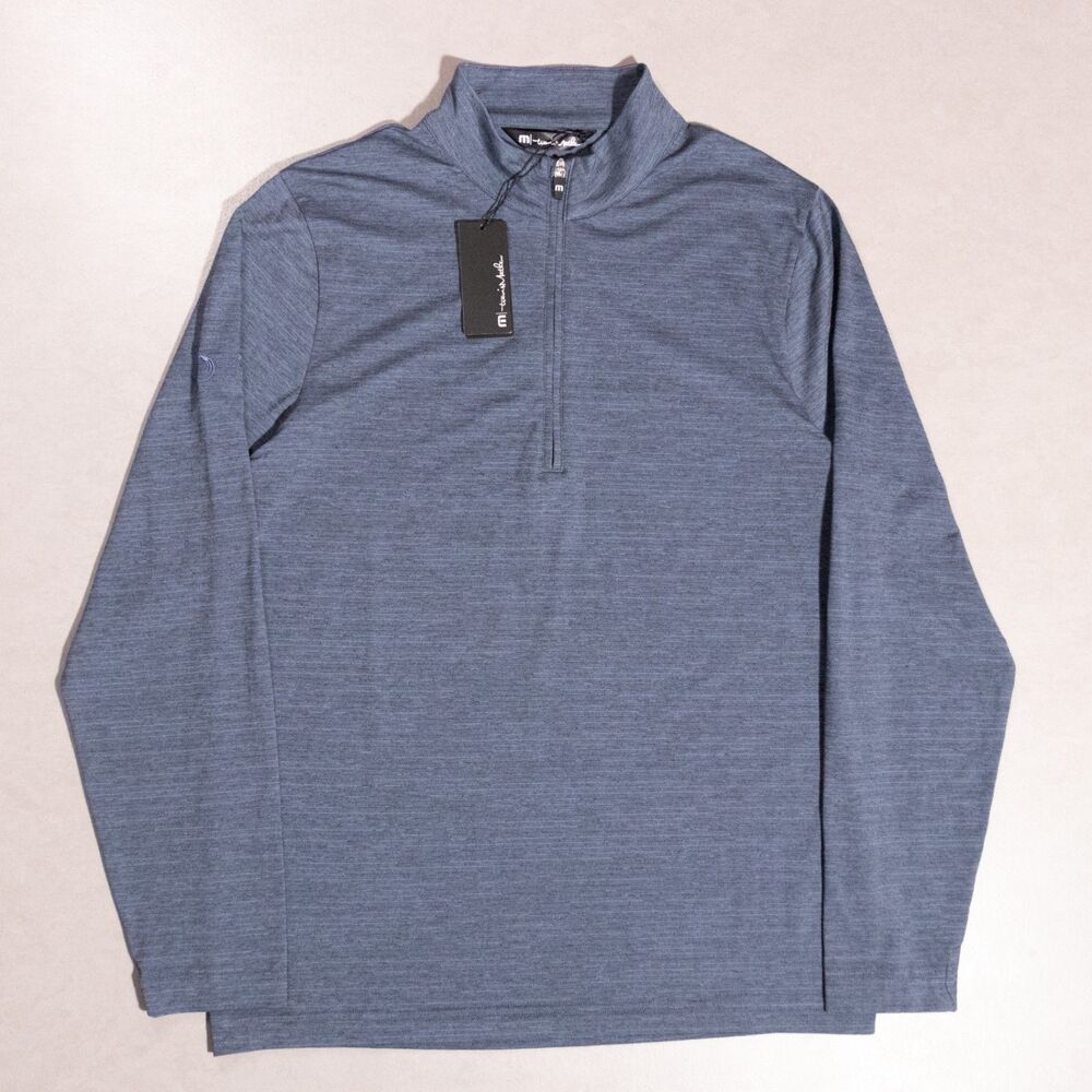 NWT Travis Mathew Havasu 1/4 Zip Pullover Performance Stretch Golf Blue Medium